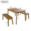 3 Pieces Acacia Wood Table Bench Dining Set For Outdoor & Indoor Furniture With 2 Benches, Picnic Beer Table for Patio, Porch, Garden, Poolside - Acac