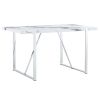 Modern Dining Table, 55 inch Faux Marble Kitchen Table for 4 People, Rectangular Dinner Table for Dining Room, Home Office, Living Room Furniture, Eas