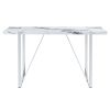 Modern Dining Table, 55 inch Faux Marble Kitchen Table for 4 People, Rectangular Dinner Table for Dining Room, Home Office, Living Room Furniture, Eas