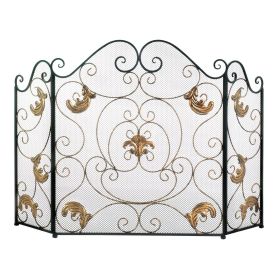 GOLD FLEUR-DE-LIS FIREPLACE SCREEN